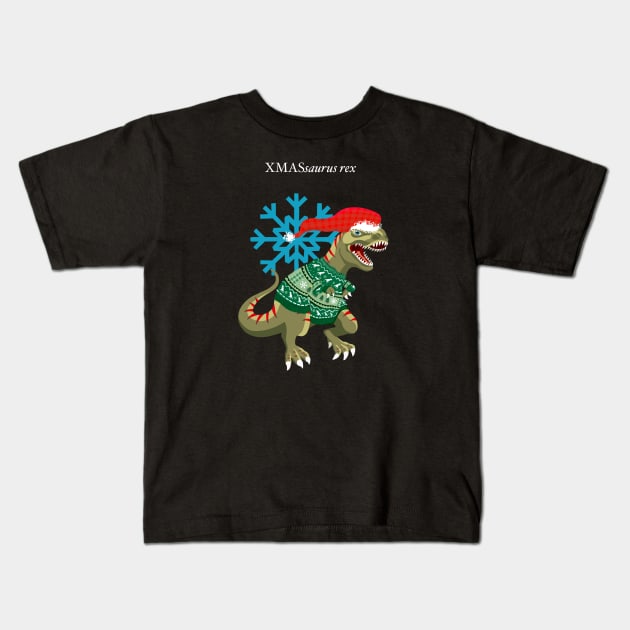 Clanosaurus Rex XMASsaurus rex Christmas Ugly Sweater Holiday Tyrannosaurus Rex Santa Claus Kids T-Shirt by BullShirtCo